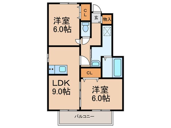 ウィズテリアB棟の物件間取画像